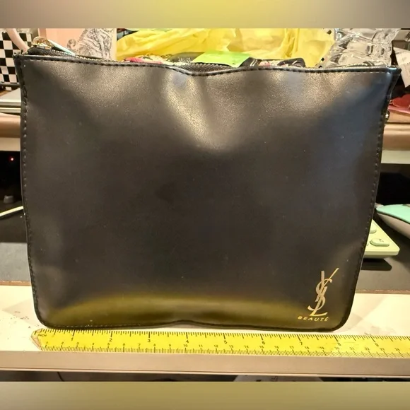 Yves Saint Laurent Black Beauty Pouch w/ YSL Leopard Case 8”x6.5”x2” 8”x2”x2.5” - Picture 10 of 16